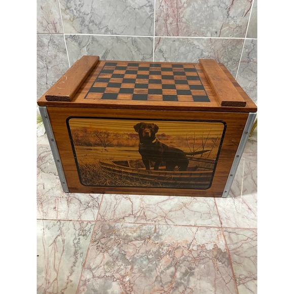 Other - Vintage Editions wooden crate with checkers